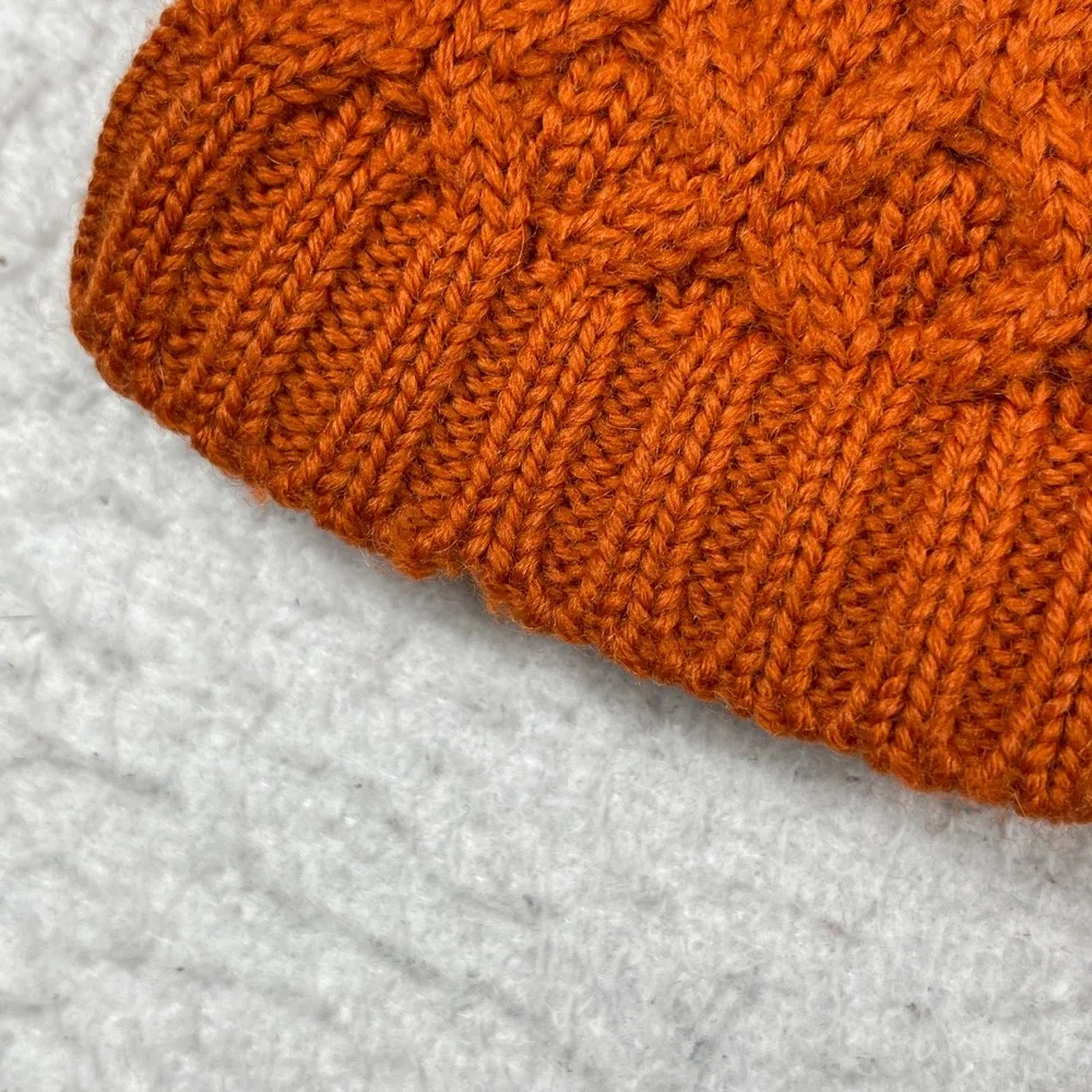 J. Crew Wool Sweater Womens Large Burnt Orange Diamond Cable Knit‎ Crew Classic